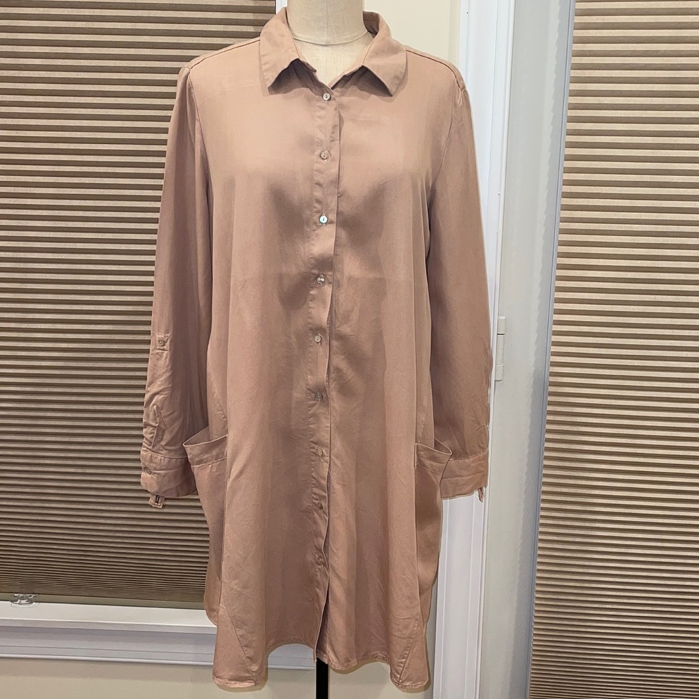 Zara Basic Tencel Pocket Shirt Dress